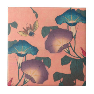 Carreau Fleur d'abeille rose Art classique Hokusai