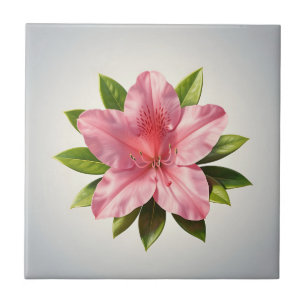Carreau Fleur d'azalée rose - Art botanique réaliste