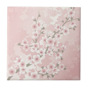 Carreau Fleur de cerisier rose pastel vintage