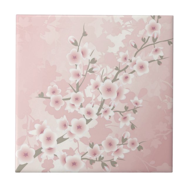 Carreau Fleur de cerisier rose pastel vintage (Devant)