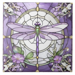 Carreau Fleur de dragonfly violet et blanc