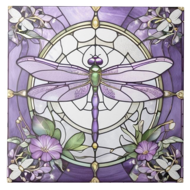 Carreau Fleur de dragonfly violet et blanc (Devant)