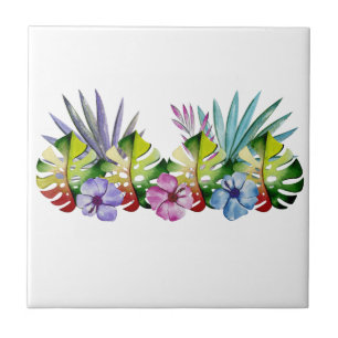 Carreau Fleur de feuille tropicale colorée hawaïenne