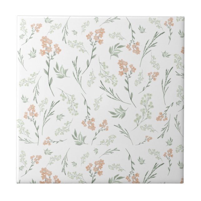 Carreau Fleur de fleur sauvage aquarelle sauge (Devant)