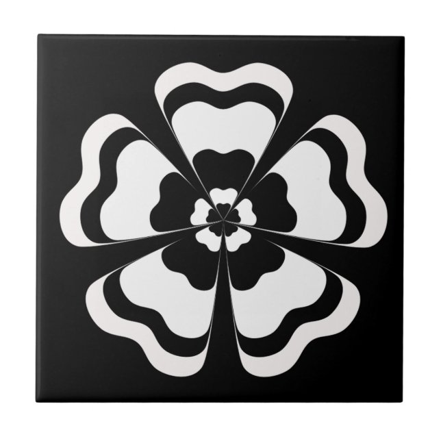 Carreau Fleur de forme en monogramme noir et blanc (Devant)
