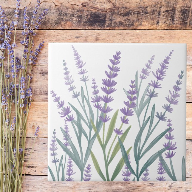 Carreau Fleur de lavande violette aquarelle (Close up)