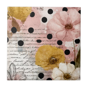 Carreau Fleur de lettre Dark Academia - Floraisons roses e