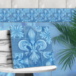 Carreau Fleur-de-lis - aquarelle bleu doux<br><div class="desc">Fleur-de-lis - aquarelle bleu doux</div>