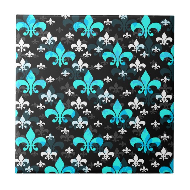 Carreau Fleur De Lis Blanc Bleu (Devant)