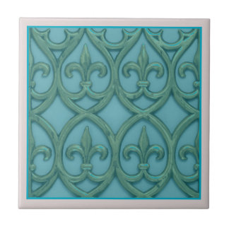 Carreau Fleur de lis Bleu Et Vert