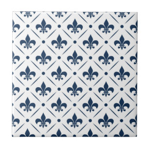 Carreau Fleur De Lis bleu foncé motif sur arrière - plan b