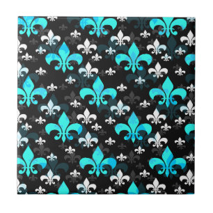 Carreau Fleur De Lis Bleu Surface Motif Design