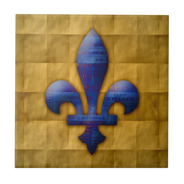 Carreau Fleur de Lis Blue et or (Devant)