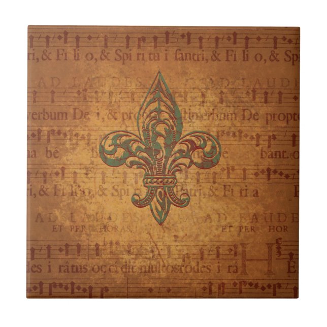 Carreau Fleur de lis et musique de feuille (Devant)
