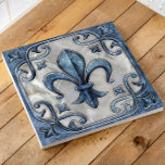Carreau Fleur-De-Lis Marbre Vintage et perle<br><div class="desc">Fleur-De-Lis Marbre Vintage et perle</div>
