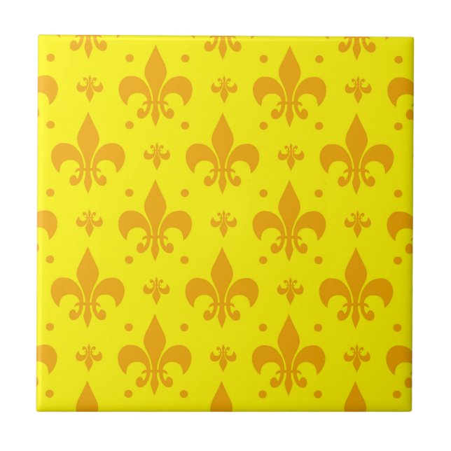 Carreau Fleur de lis Motif jaune (Devant)