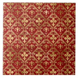Carreau Fleur de lis motif luxe rouge