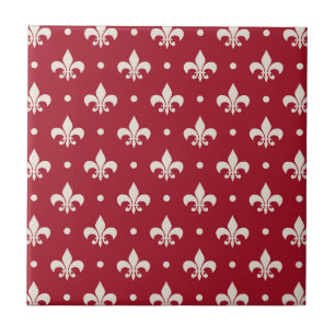 Carreau Fleur de Lis motif sur arrière - plan rouge