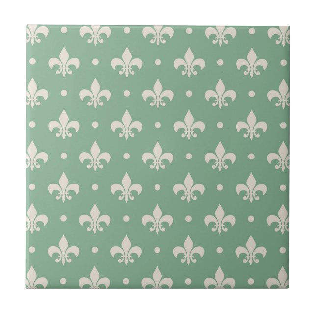 Carreau Fleur de Lis motif sur arrière - plan vert (Devant)