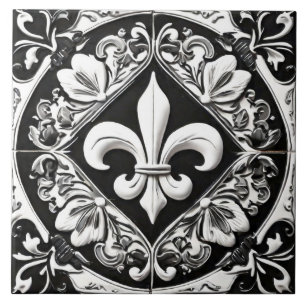 Carreau Fleur de Lis noir et blanc