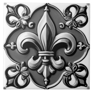 Carreau Fleur de Lis noir et blanc