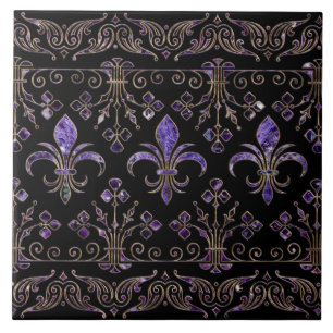 Carreau Fleur de lis ornement Améthyste violet