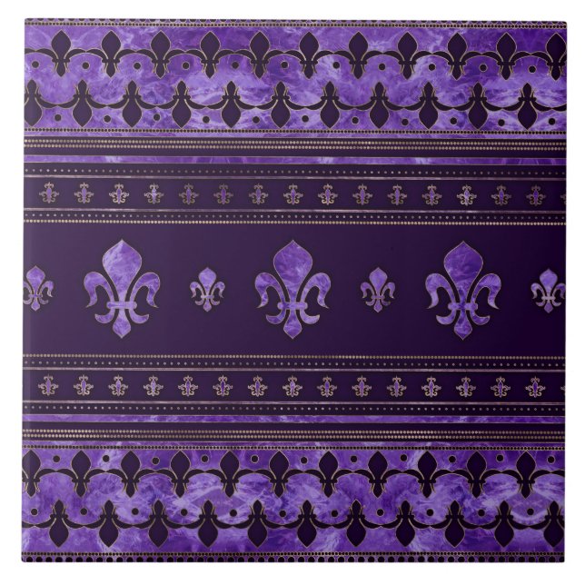 Carreau Fleur de lis ornement Améthyste violet (Devant)