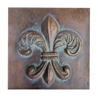 Carreau Fleur De Lis, Revêtement De Cuivre Âgé Imprimé