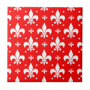 Carreau Fleur de lis rouge Motif