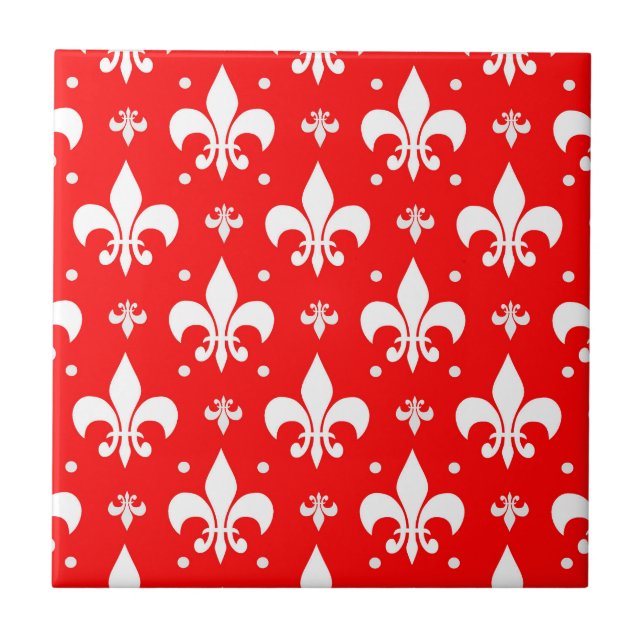 Carreau Fleur de lis rouge Motif (Devant)