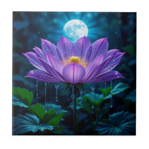 Carreau Fleur de lotus pourpre sous la lumière de la lune