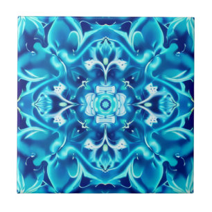 Carreau Fleur de mandala à l'aquarelle dans des nuances de