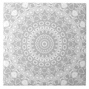 Carreau Fleur de médaillon d'argent Mandala Kaleidoscope