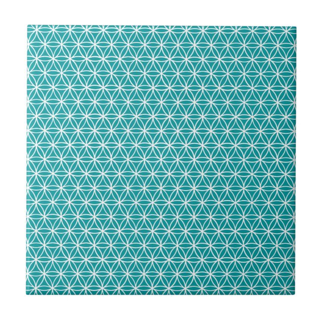 Carreau Fleur de motif de la vie : Teal (Devant)