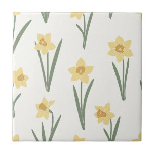 Carreau Fleur de Narcisse de Printemps en Jaune et Vert 1