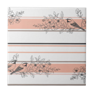 Carreau Fleur de Oiseau Vintage Toile Rayure (11)