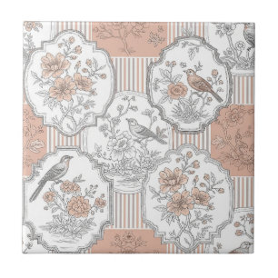 Carreau Fleur de Oiseau Vintage Toile Rayure (5)