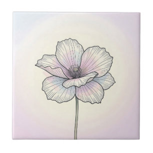 Carreau Fleur de pavot pastel délicate