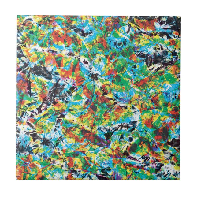 Carreau Fleur de printemps bleu-vert coloré art motif (Devant)