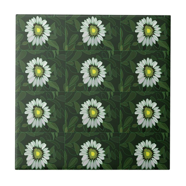 Carreau Fleur de Rudbeckie blanche  (Devant)