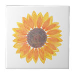 Carreau Fleur de soleil à eau moderne<br><div class="desc">Les tournesols sont-ils l'une de vos fleurs préférées ? Ensuite,  vous apprécierez ce joyeux carreau en céramique de tournesol jaune aquarelle. Imaginez-le dans votre salle de bain,  dans votre cuisine ou où vous voulez chez vous !</div>