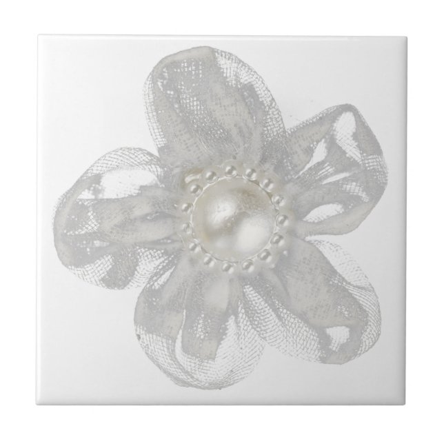 Carreau Fleur de tulle gris clair (Devant)
