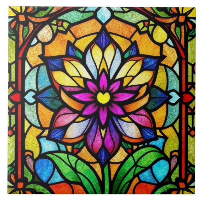 Carreau Fleur de verre coloré inspirée naturelle (Devant)