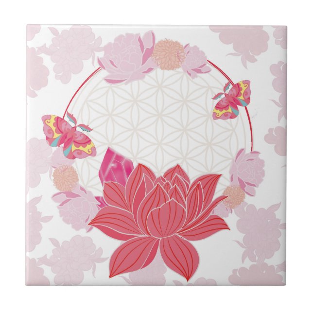 Carreau Fleur de vie avec Lotus (Devant)