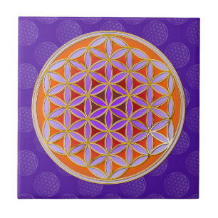 Carreau Fleur de vie - Bouton Style violet orange