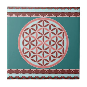 Carreau "Fleur de Vie – Harmonie Pastel et Terreuse"