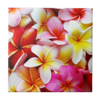 Carreau Fleur d'Hawaï de Frangipani de Plumeria customisée