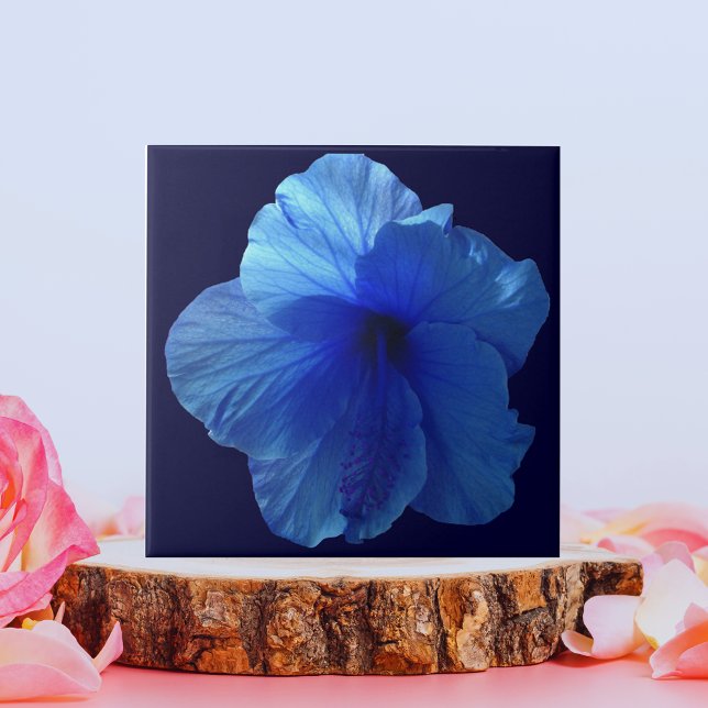 Carreau Fleur d'Hibiscus bleu (Blue Hibiscus Flower Tile)