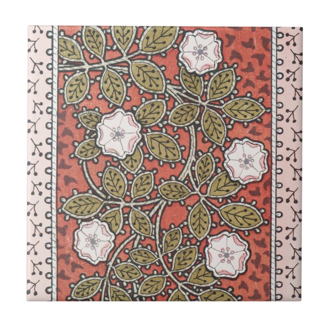 Carreau Fleur d'illustration Rose sauvage Vintage (Devant)
