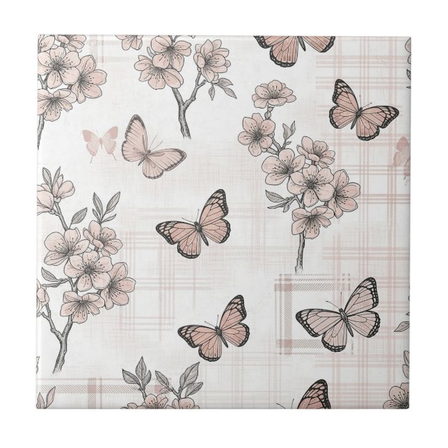 Carreau Fleur Élégante de Papillon (4) (Devant)